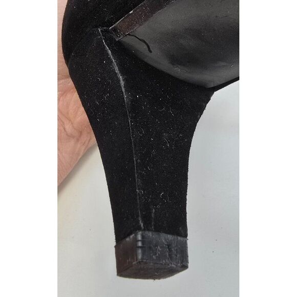Stuart Weitzman Black Suede & Fabric Heels With Square Toe & 3-Inch Heel - Picture 7 of 13